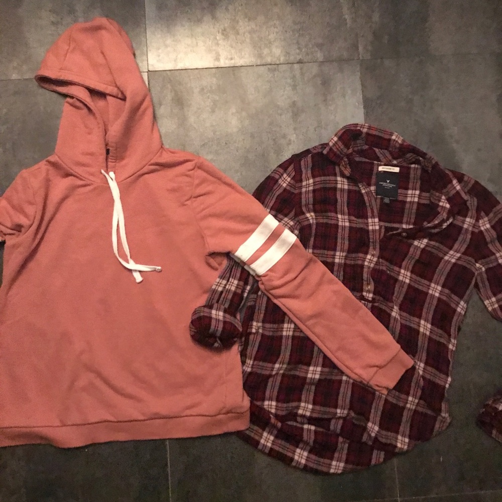 Forever 21 hoodie & American Eagle flannel